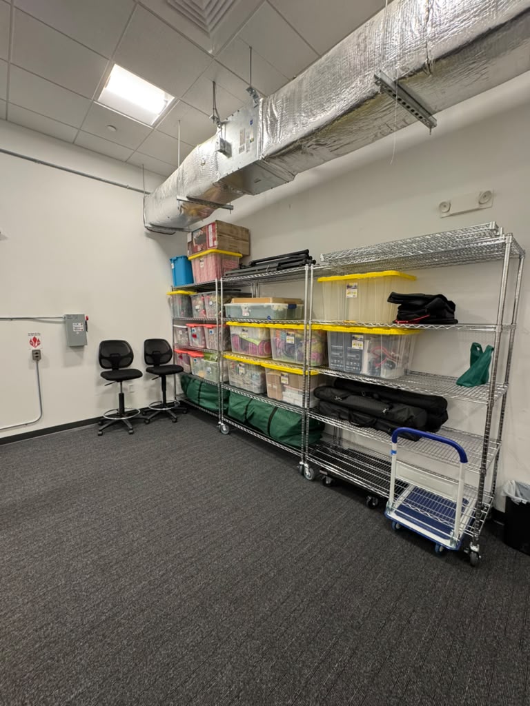 Large storage room after organizing