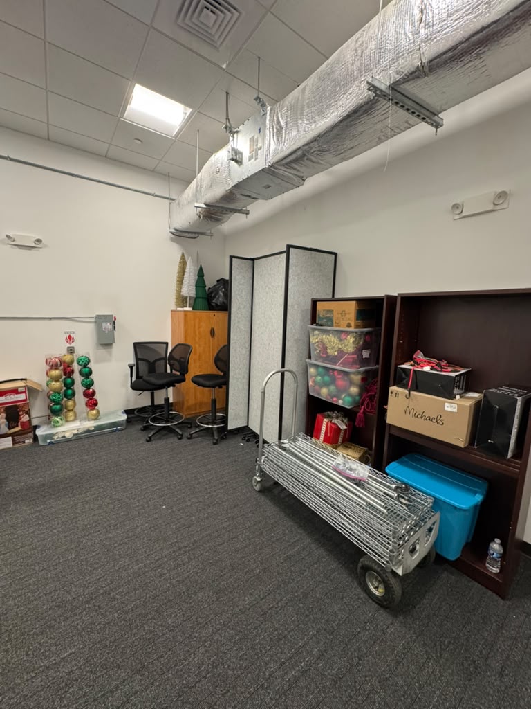 Large storage room before organizing